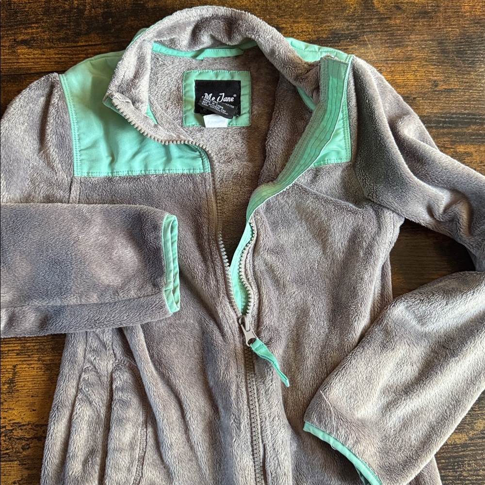 Gray and Mint Fleece Jacket